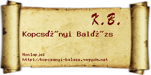 Kopcsányi Balázs névjegykártya